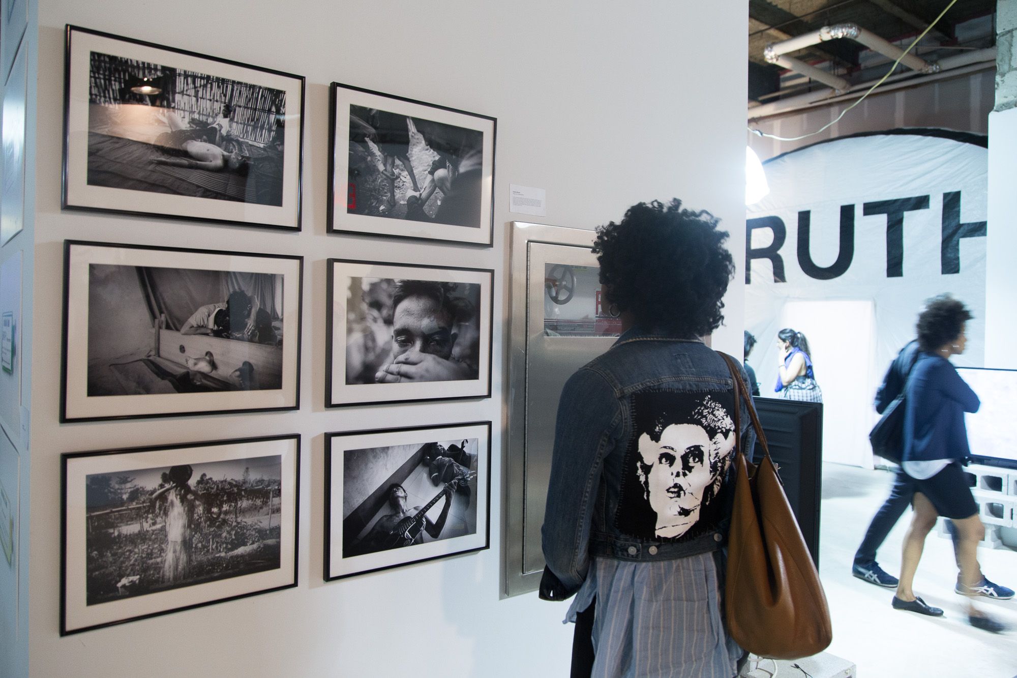 A visitor to the Museum of Drug Policy in New York.